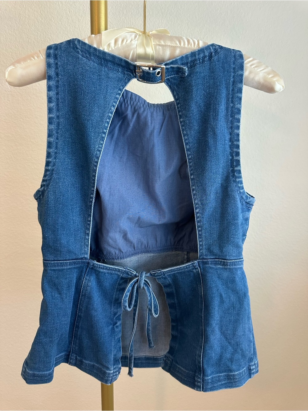 NWT Pilcro Blue Sleeveless Denim Peplum Top - Picture 2 of 8
